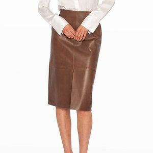 LAMARQUE midi leather skirt "Ida" in brown/tan